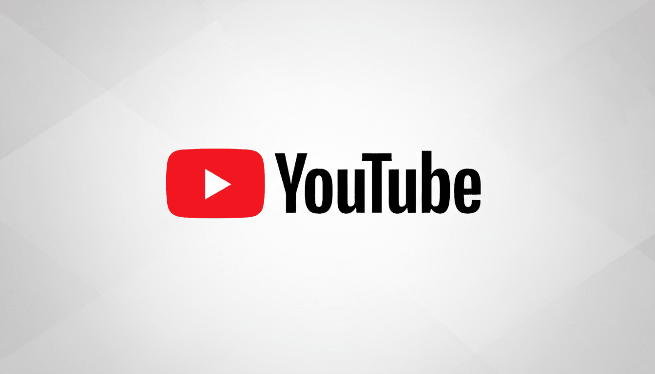 The YouTube logo, featuring a red play button icon next to the word YouTube in black text, set against a professional light gray background with subtle geometric patterns.