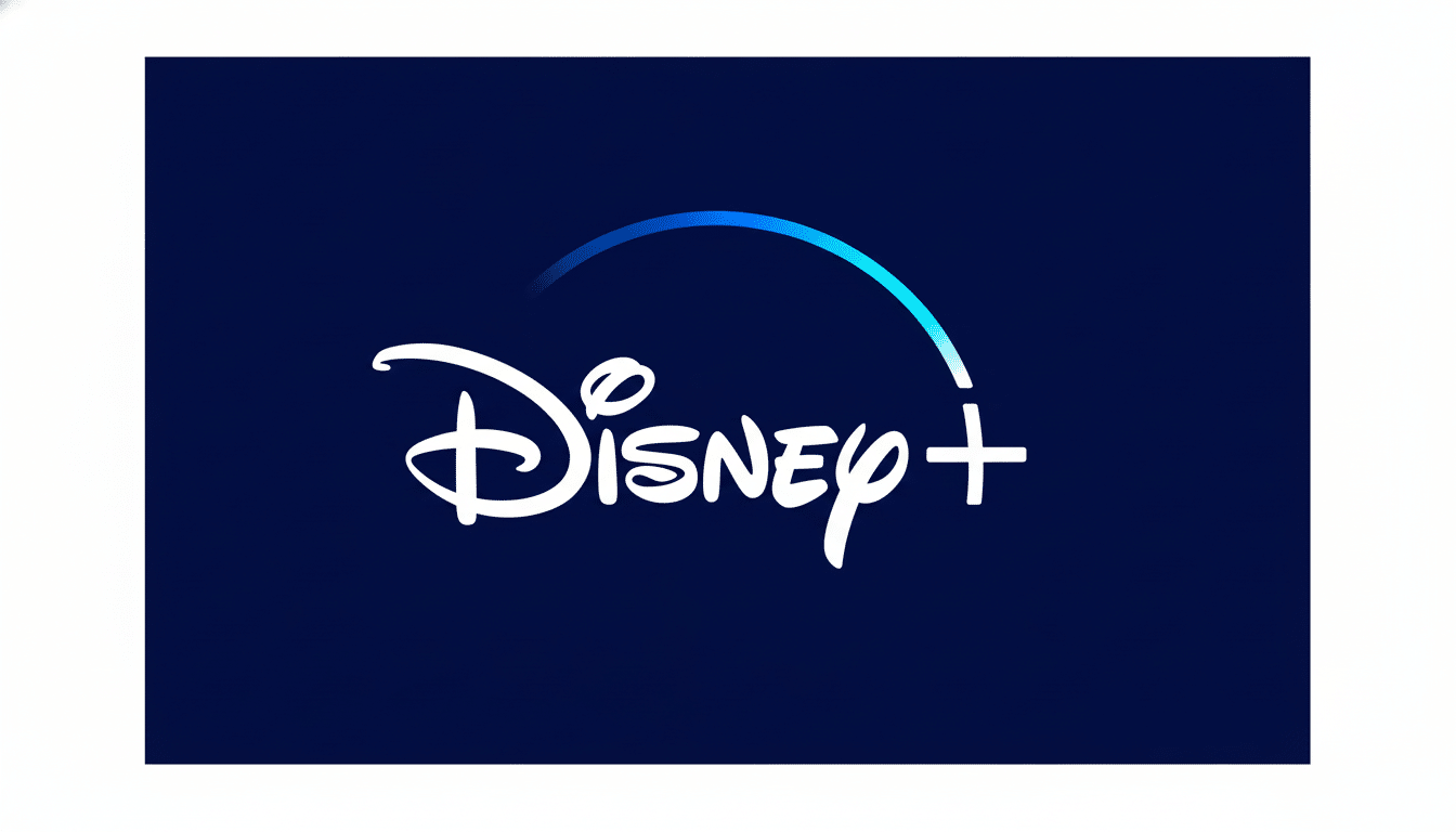 The Disney+ logo, featuring the word Disney in a classic script font with a blue gradient arc above it, and a plus sign, all set against a dark blue background, resized to a 16:9 aspect ratio.
