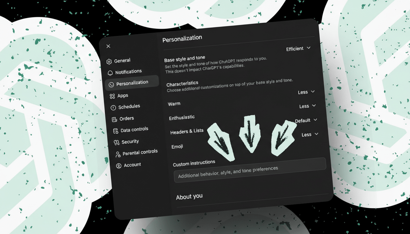 5 custom ChatGPT instructions with checklist icons and speed gauge for faster results