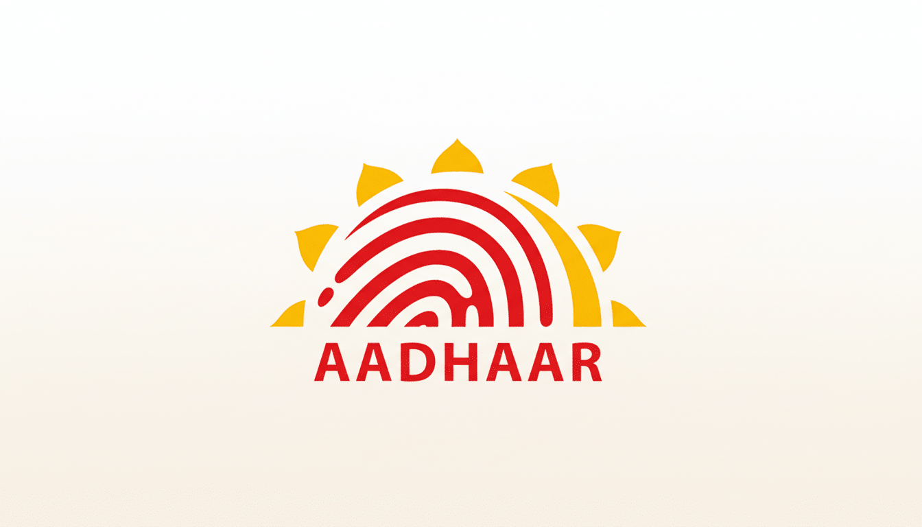 Aadhaar card and smartphone showing Indias app with offline QR verification
