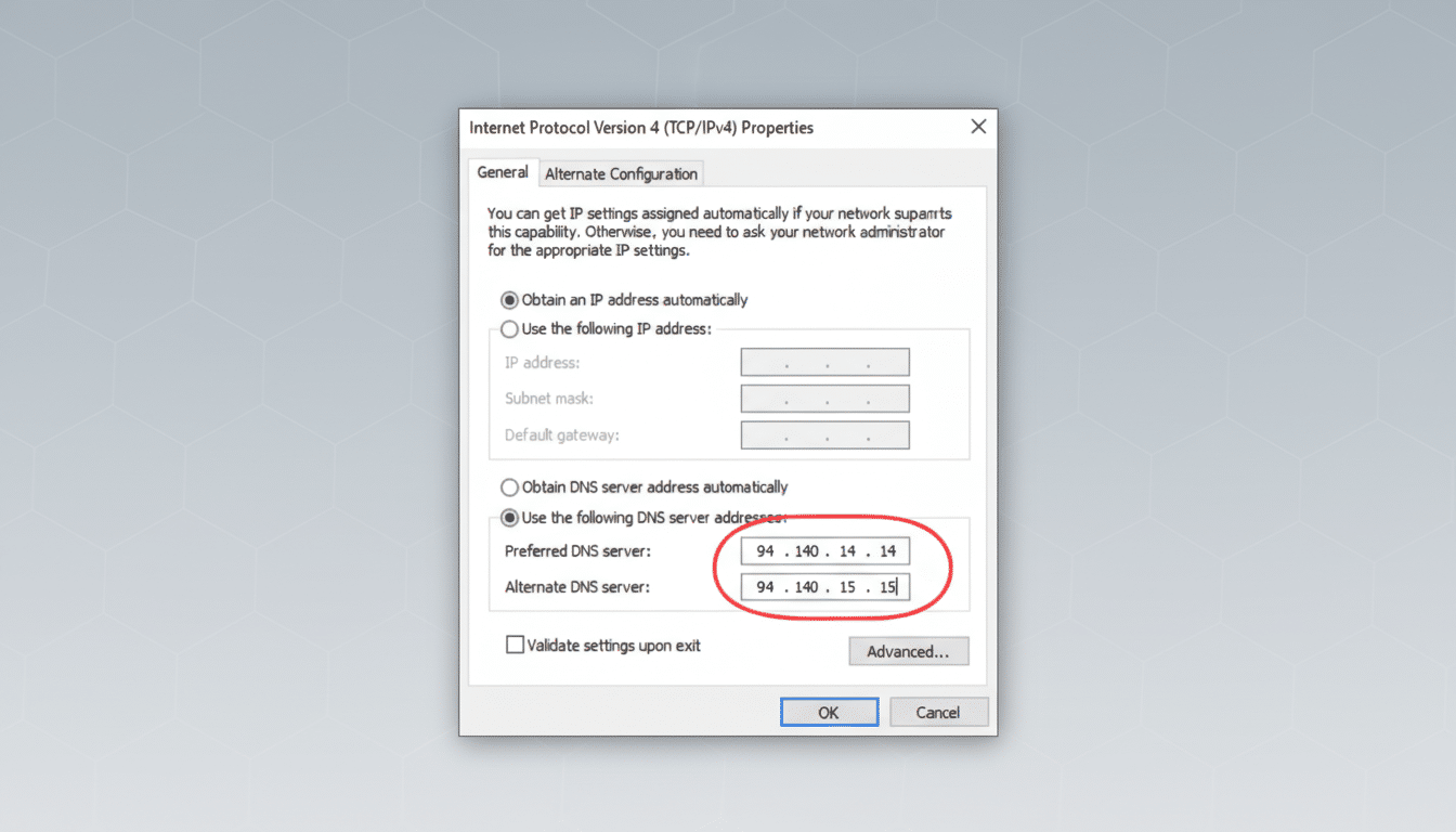 Android settings screen showing Private DNS enabled for ad blocking, per survey