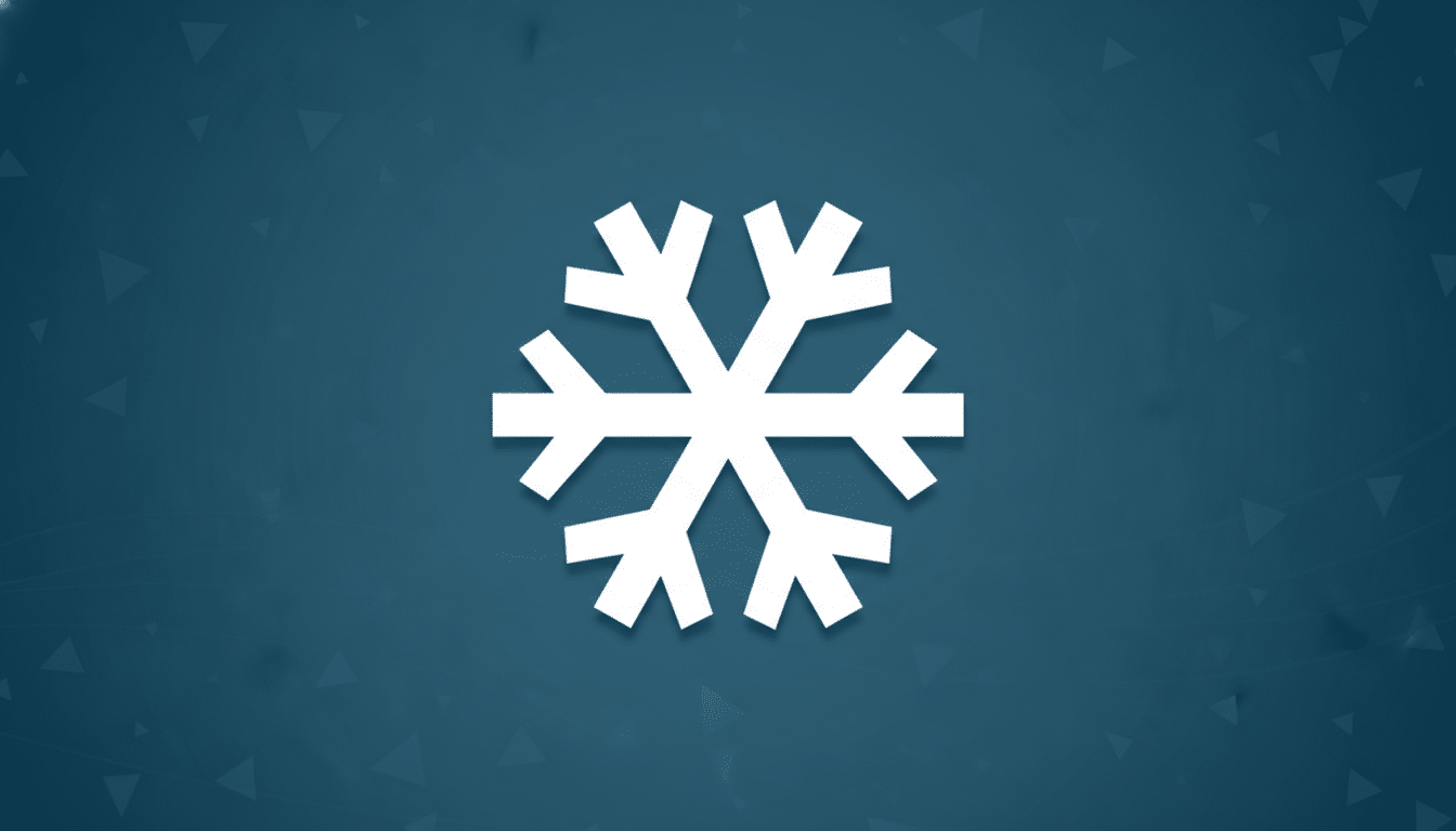 A white snowflake icon centered on a professional blue background with subtle geometric patterns.