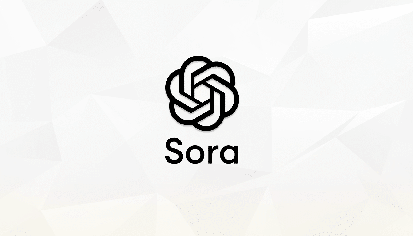 The Sora logo, a black stylized knot-like design above the word Sora in black text, centered on a white background with a subtle, light gray geometric pattern.