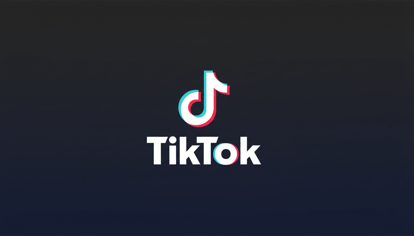 The TikTok logo, featuring a white musical note icon with cyan and red shadows, and the word TikTok in white text, centered on a dark gray background with a subtle gradient.