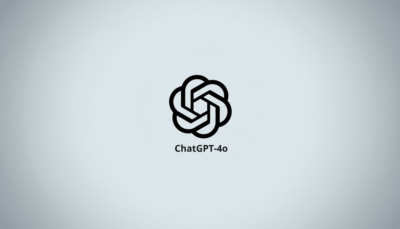 The ChatGPT-4o logo, a black intertwined knot design, centered on a professional light gray background with subtle gradient shading.
