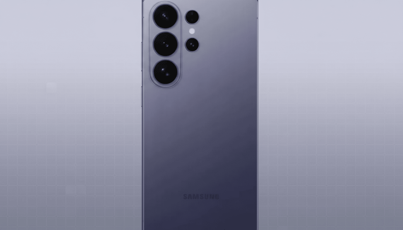 A Samsung smartphone in a professional 16:9 aspect ratio, featuring a clean, soft gradient background.