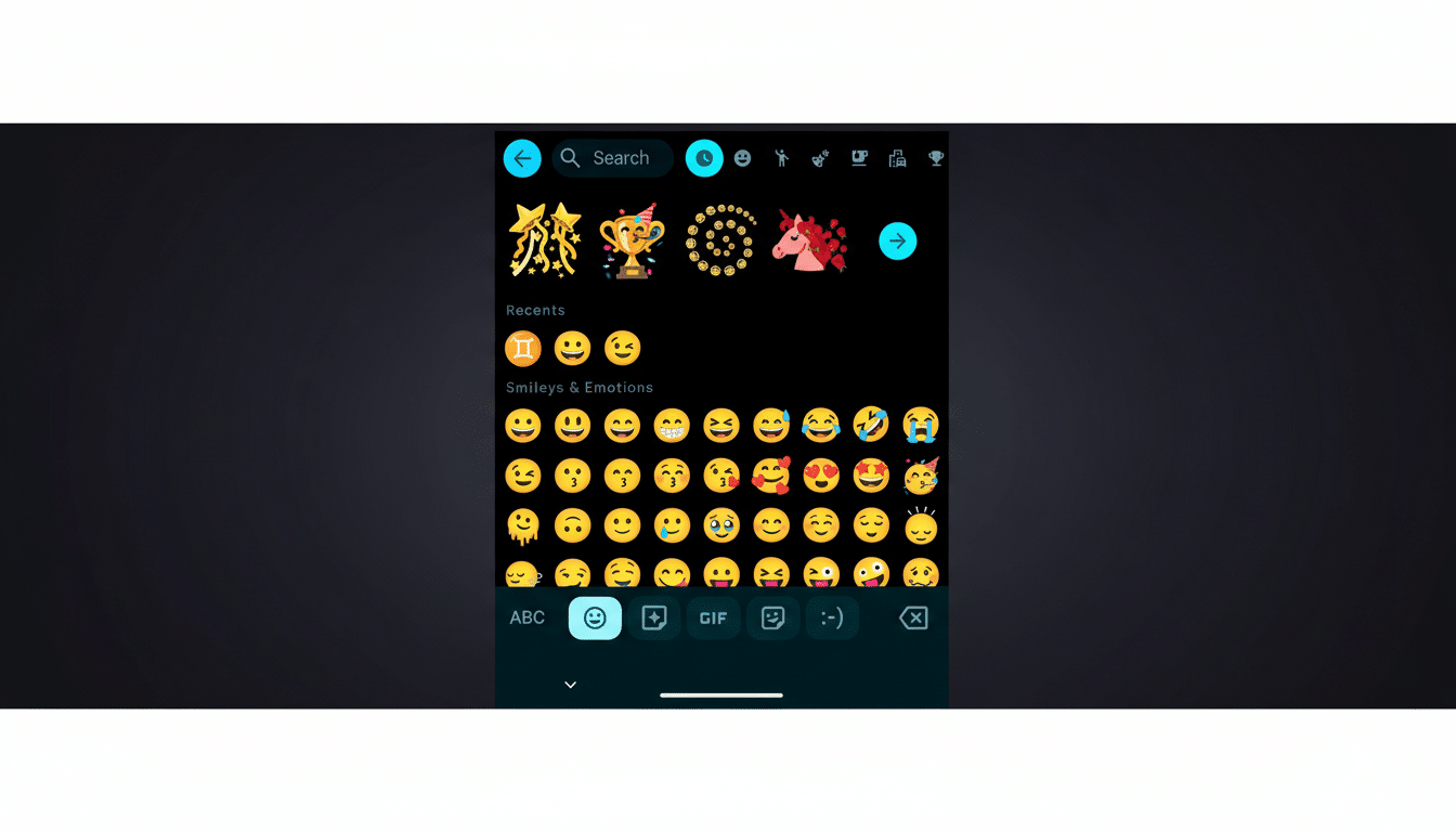 A screenshot of an iPhone keyboard displaying various emojis, with the Smileys & Emotions category open.