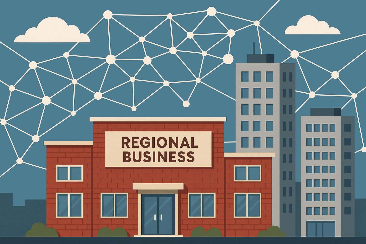 Modern server racks and network cables representing digital infrastructure for regional businesses