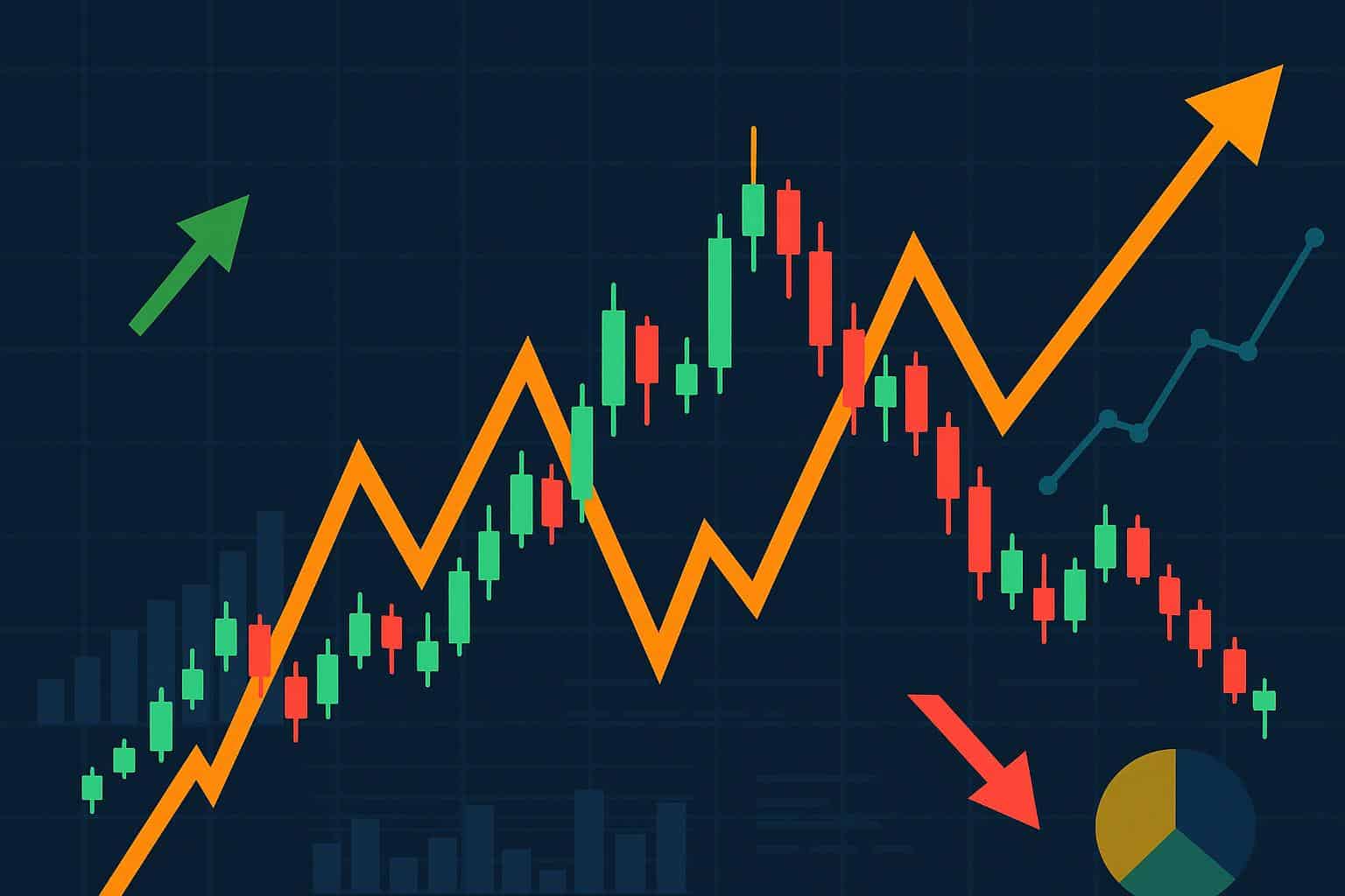 Stock market chart with fluctuating lines representing volatile stocks and frequent price swings