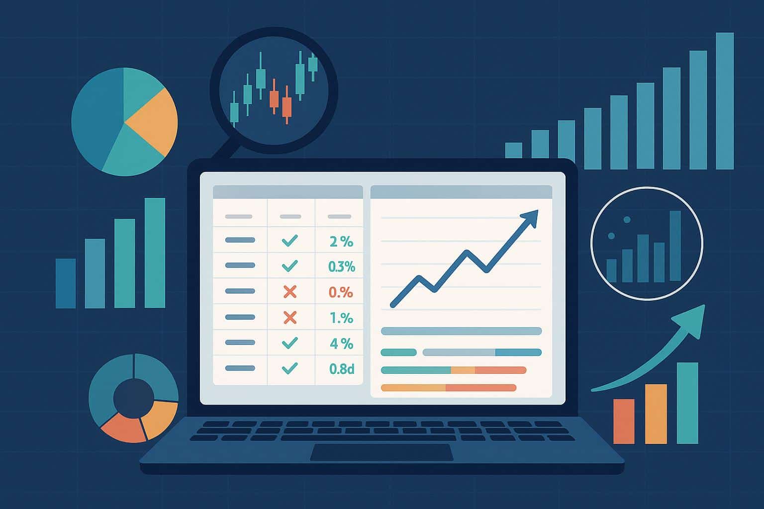 Stock screening dashboard displaying financial charts, filters, and real-time market data analysis