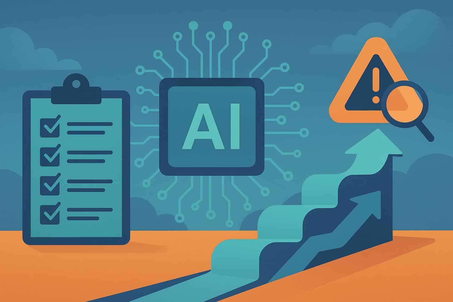 Abstract representation of AI-driven risk-based testing transforming quality assurance processes