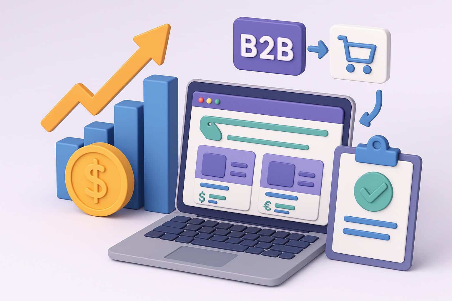 Digital marketplace platform interface showcasing autonomous B2B procurement and revenue growth