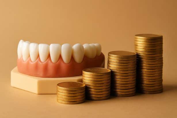 Bright white healthy teeth showcasing results of a successful permanent smile transformation