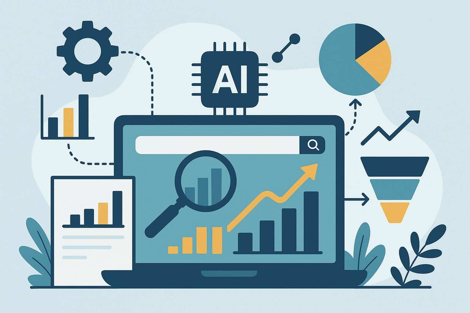 AI SEO tool dashboard visualizing marketing analytics for improved operational efficiency