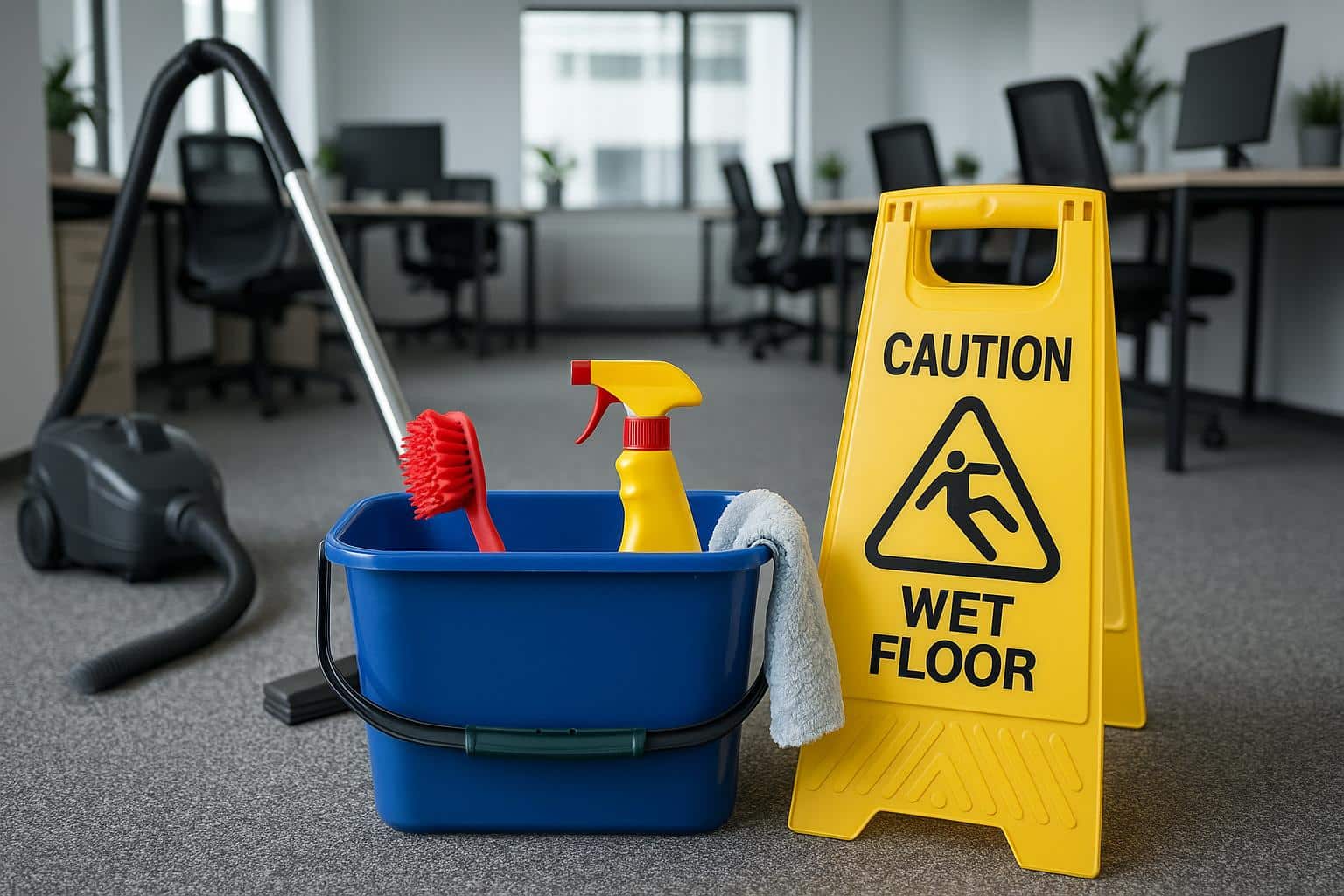Modern office space with clean, organized desks showcasing effective professional maintenance
