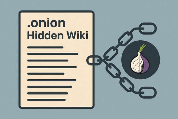 Hidden Wiki onion links network illustration representing safe access to darknet resources