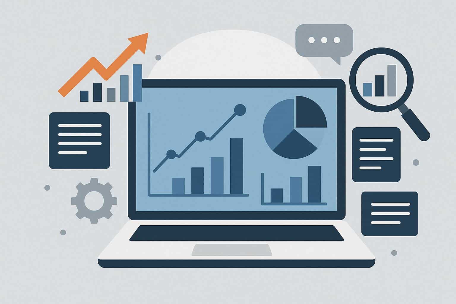 Data analytics dashboard showing content performance metrics for Amplysphere OÜ's strategy guide