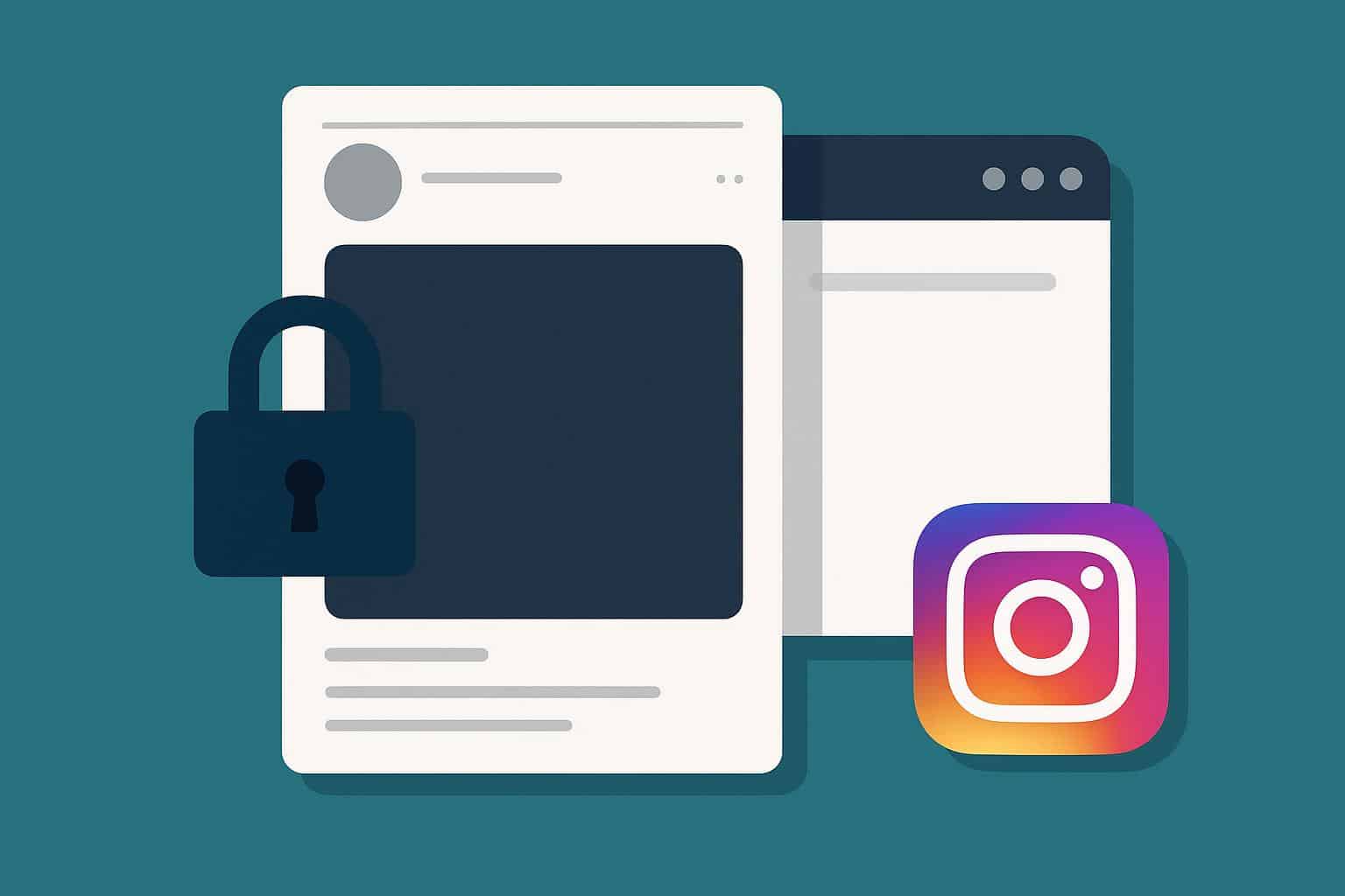 Anonymous Instagram Story viewing concept with privacy icon and Instagram logo on a digital screen