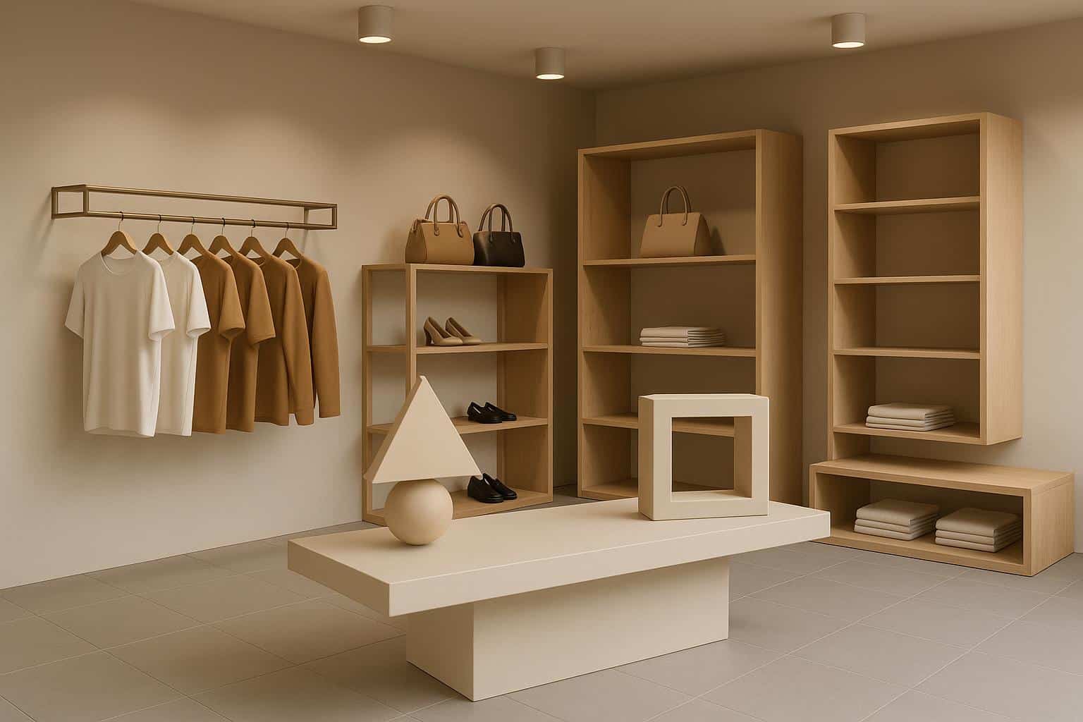 Modern retail store layout showcasing harmonious balance of design elements and product displays