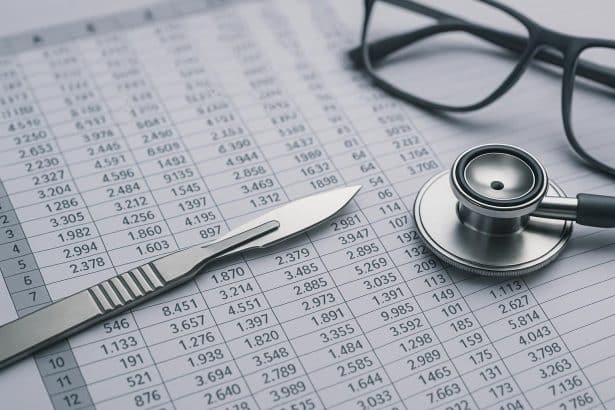 Surgical tools and medical charts illustrating the intersection of healthcare and supply chain management
