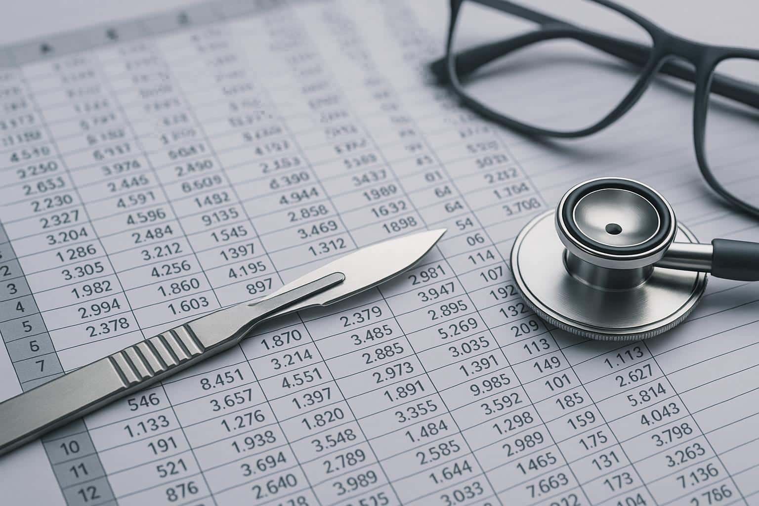 Surgical tools and medical charts illustrating the intersection of healthcare and supply chain management