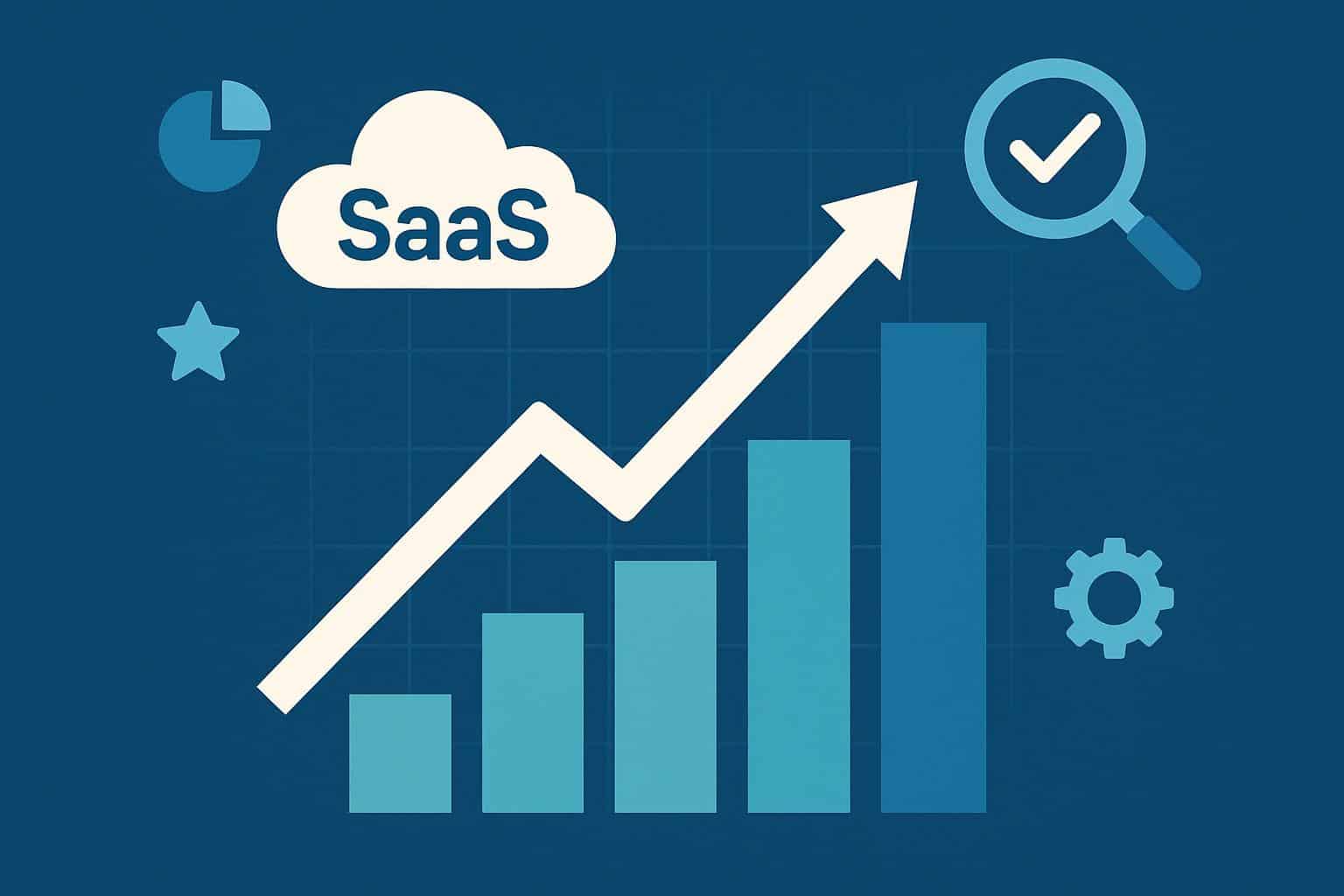 Modern dashboard displaying B2B SaaS analytics, growth charts, and SEO performance metrics