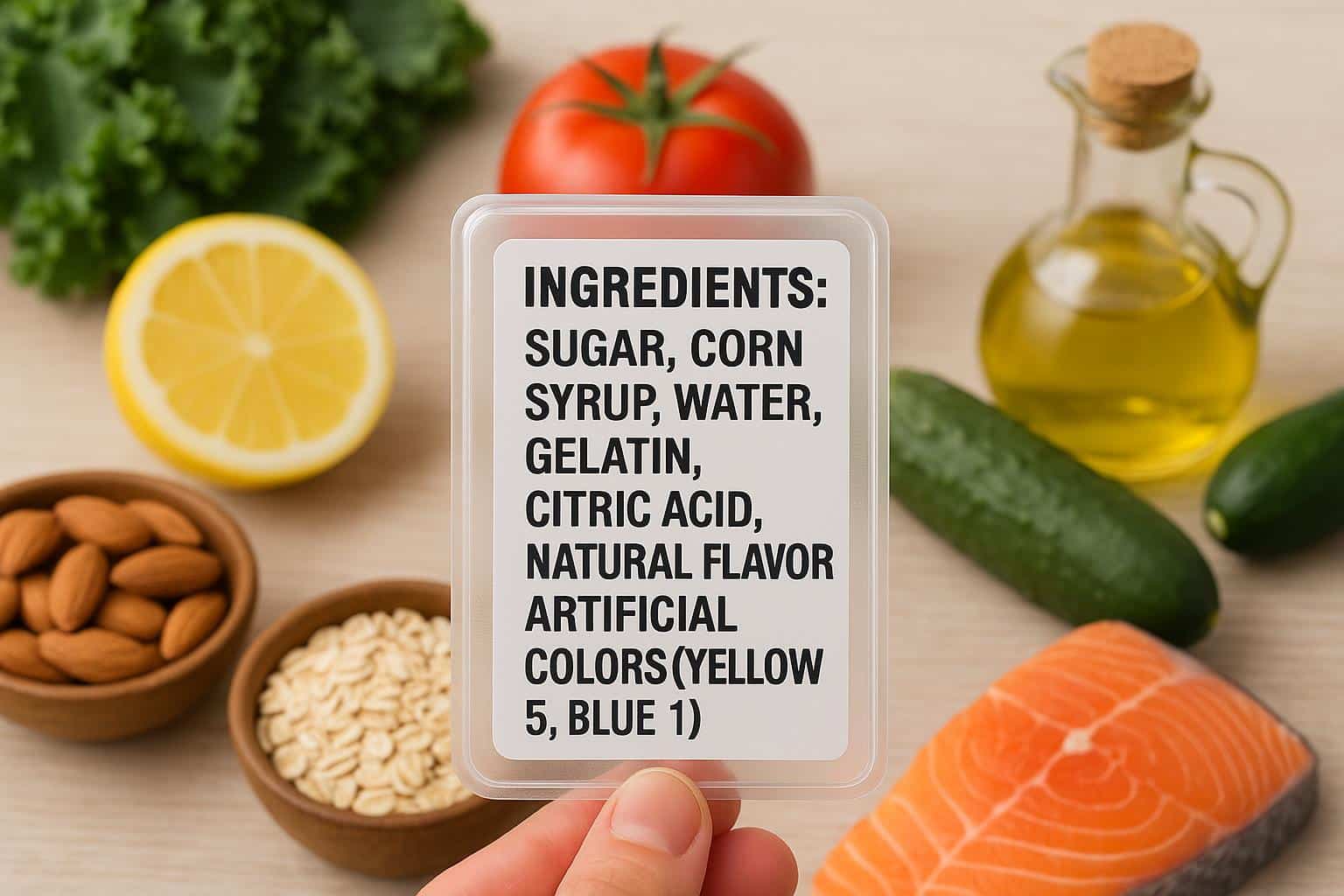 Labeled food packaging highlighting ingredient transparency and consumer awareness