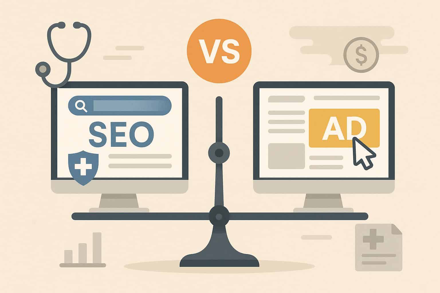 Medical SEO and paid ads comparison for healthcare clinics digital marketing strategies