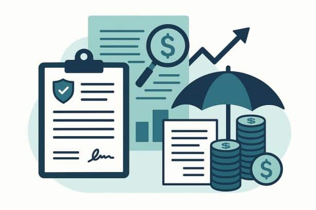 Insurance policy documents, data charts, and research graphs illustrating informed claims decisions