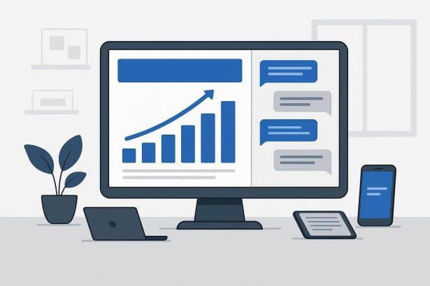 Modern all-in-one display system showcasing business messaging in a corporate office setting