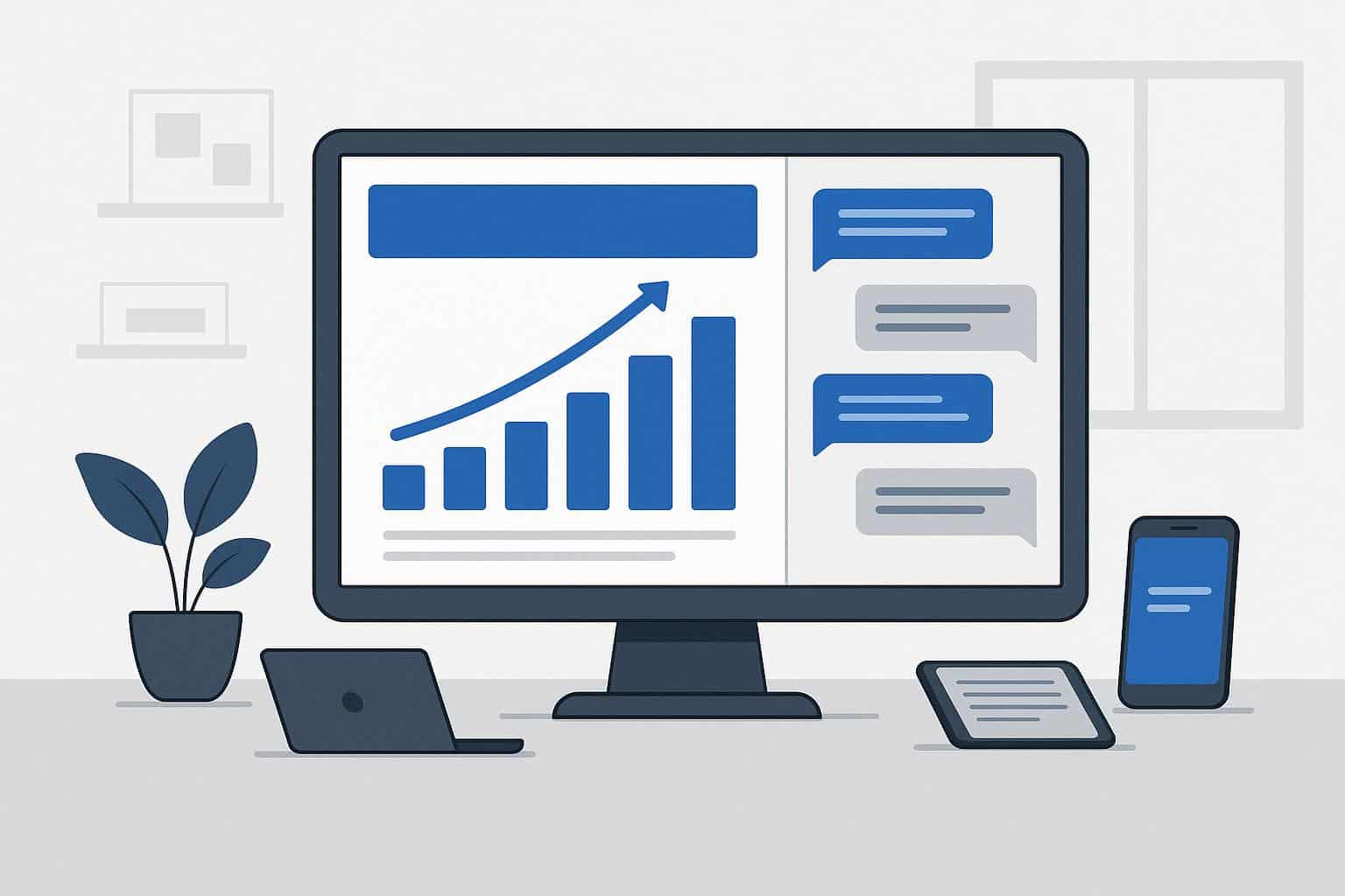 Modern all-in-one display system showcasing business messaging in a corporate office setting