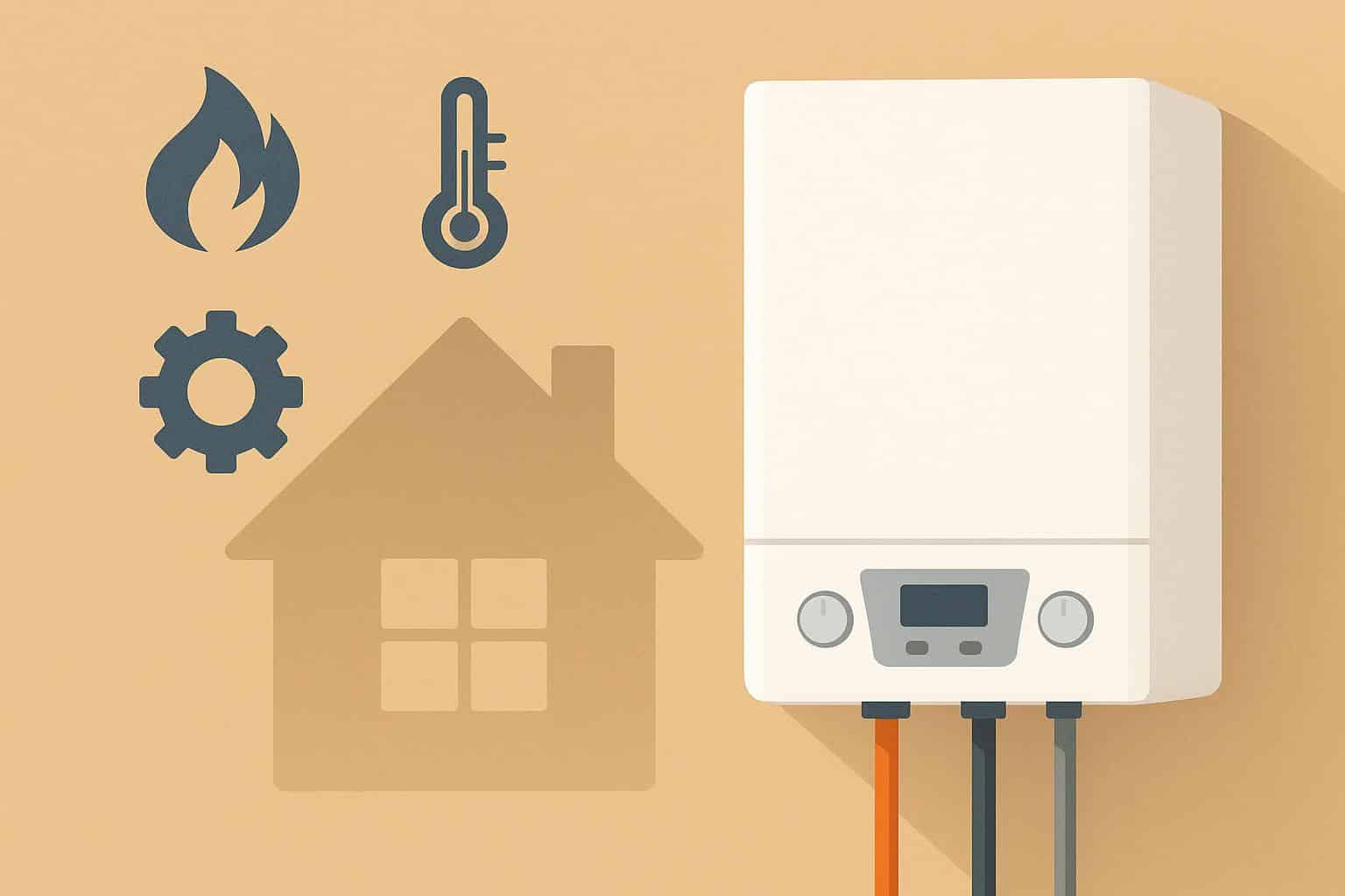 Modern home boiler system installed in a utility room, illustrating energy efficiency features