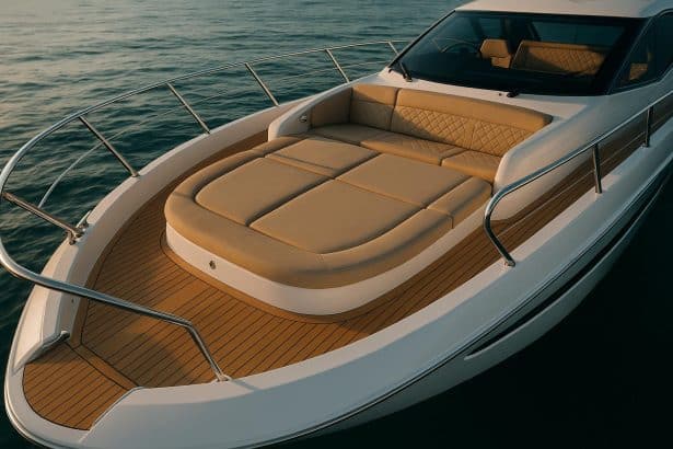 Luxurious yacht interior showcasing premium materials and elegant design elements for high-end boating
