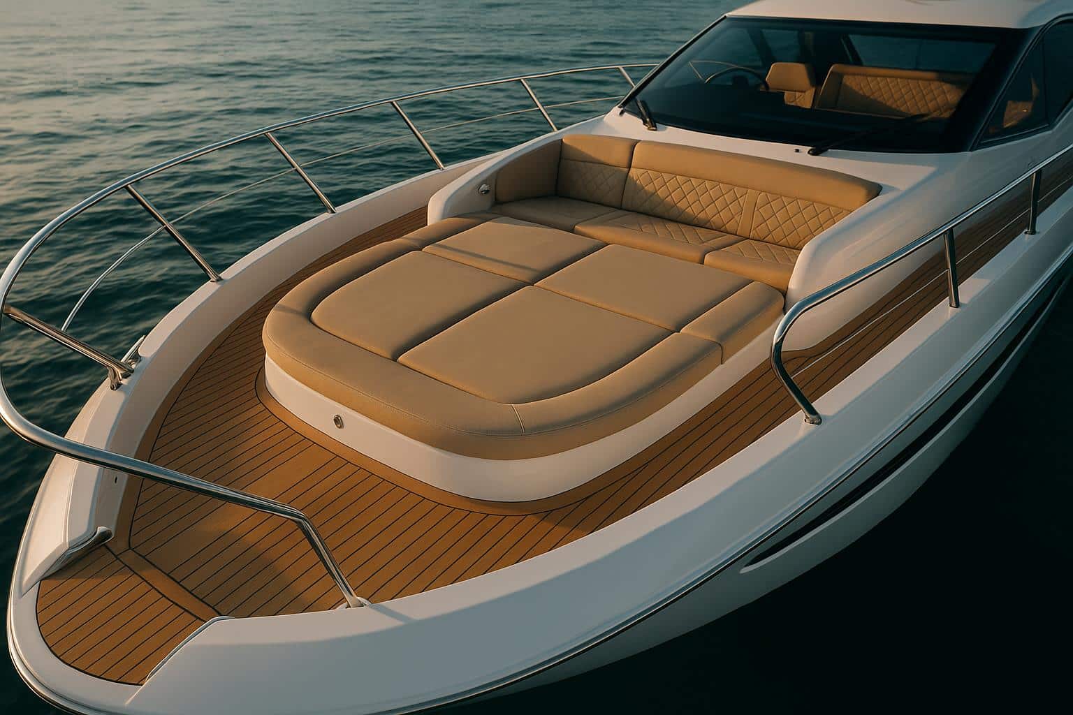 Luxurious yacht interior showcasing premium materials and elegant design elements for high-end boating
