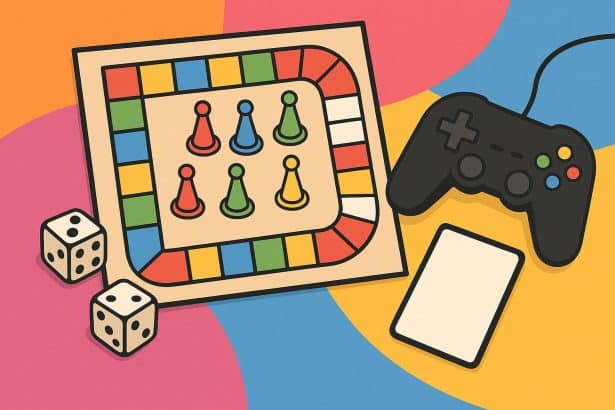 Friends playing interactive games together at a party, enhancing group social moments