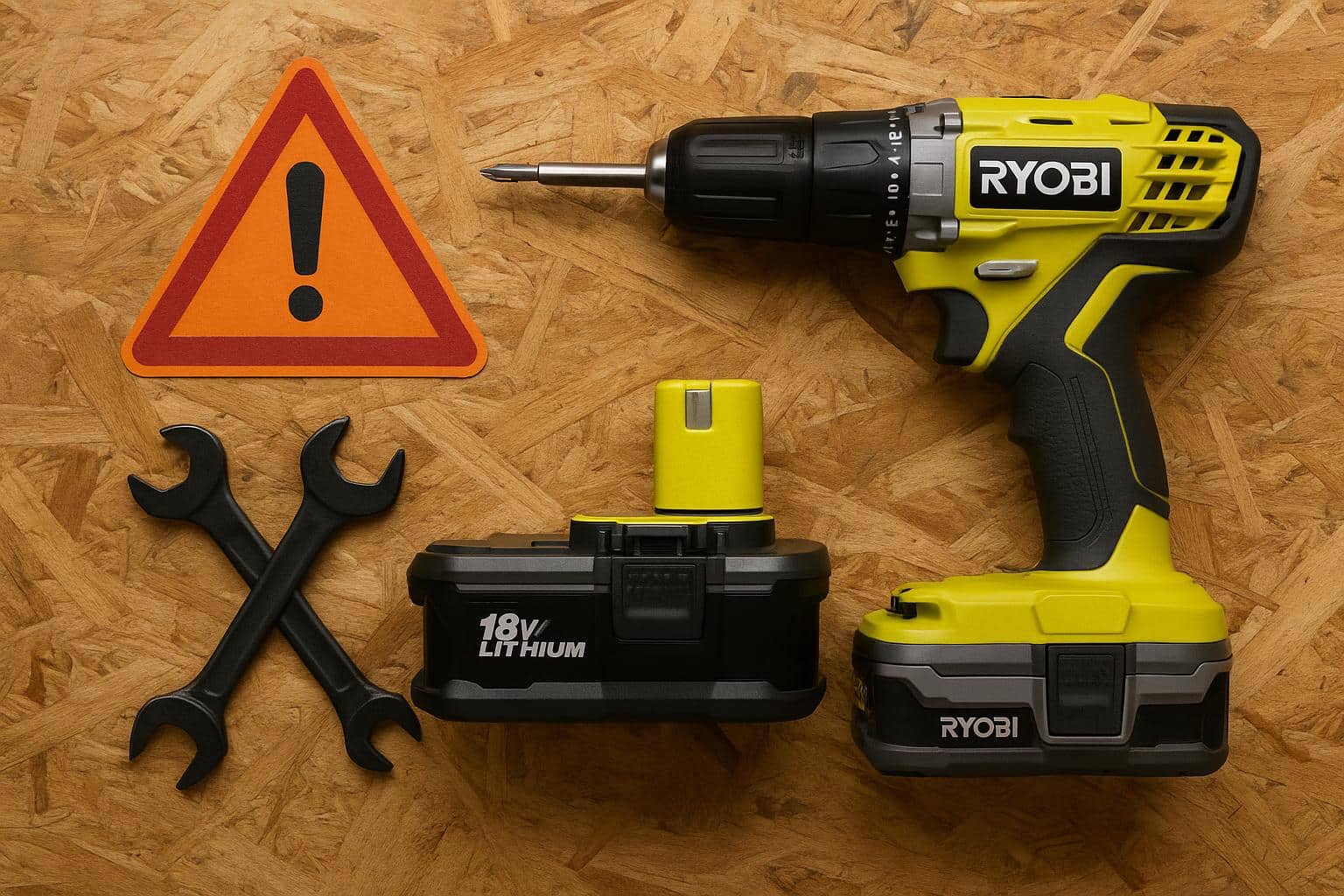 RYOBI power tools with highlighted common troubleshooting areas and repair solutions
