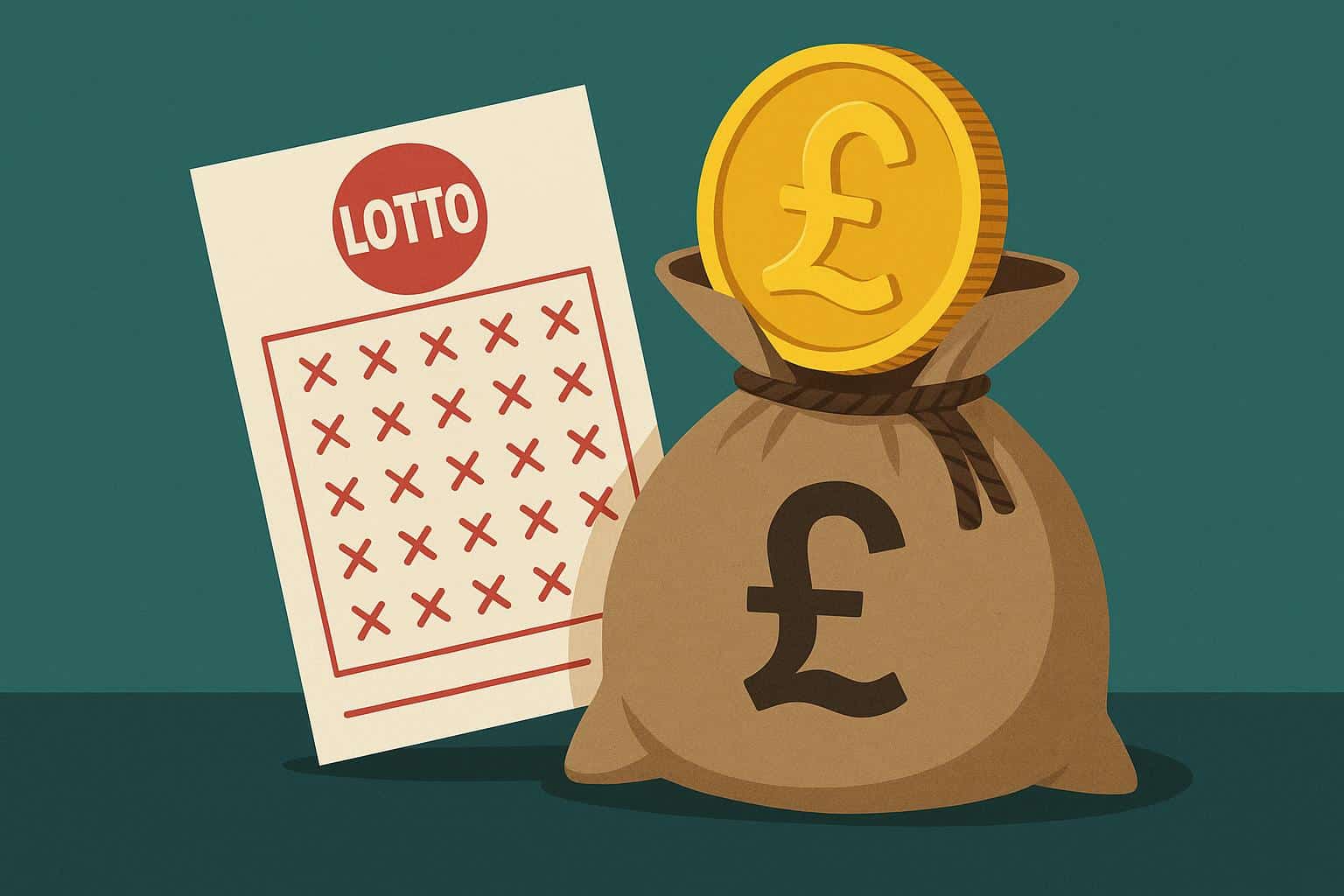 Unclaimed UK lottery tickets and jackpot winnings concept with National Lottery branding