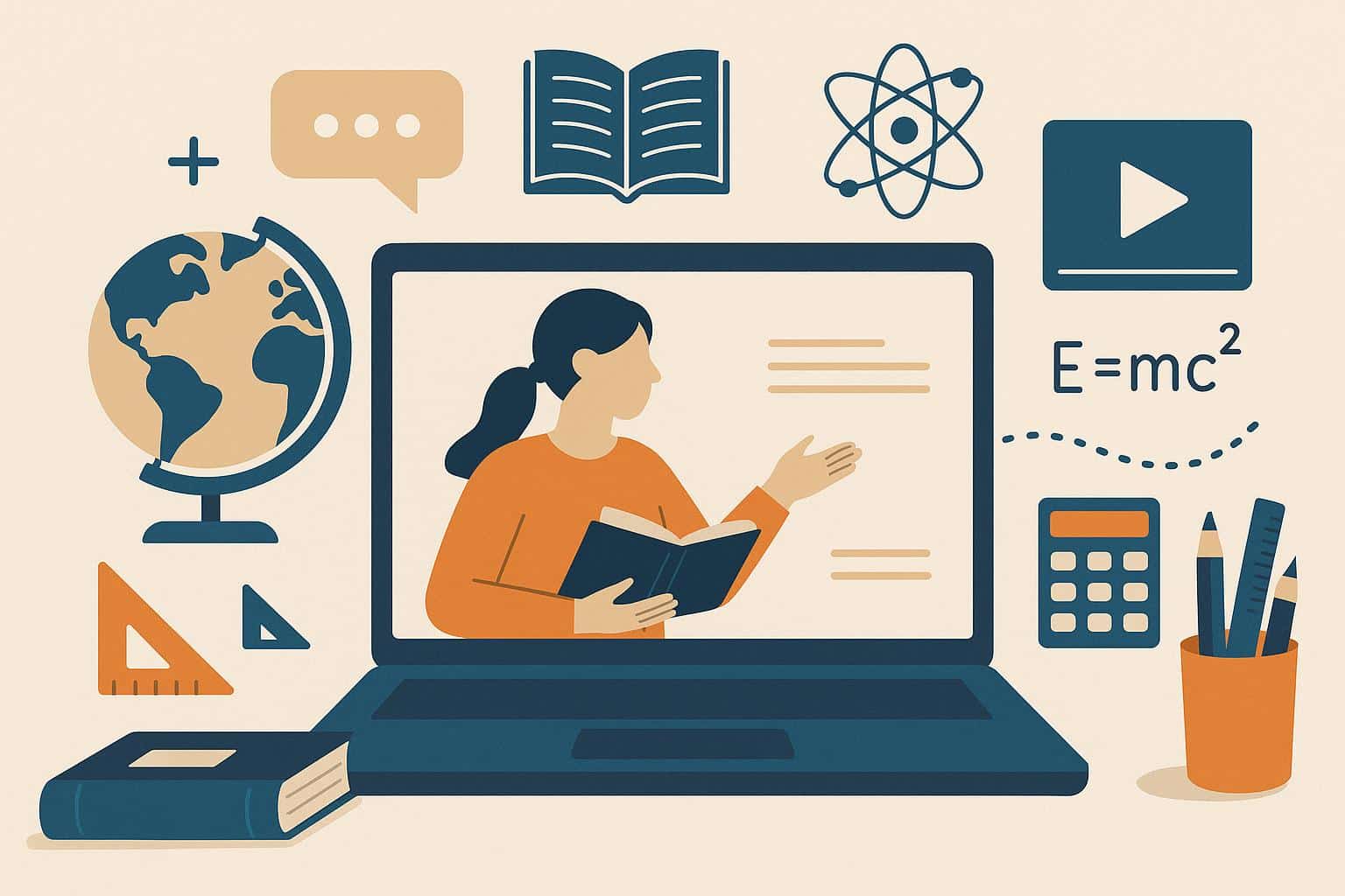 Laptop displaying GCSE study resources for online tutoring and learning at home