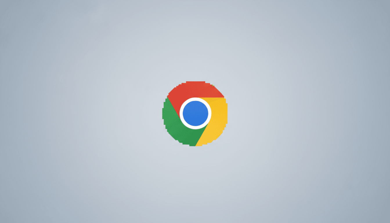 The Google Chrome logo, a red, yellow, and green circle with a blue circle in the center, is displayed against a light gray background.
