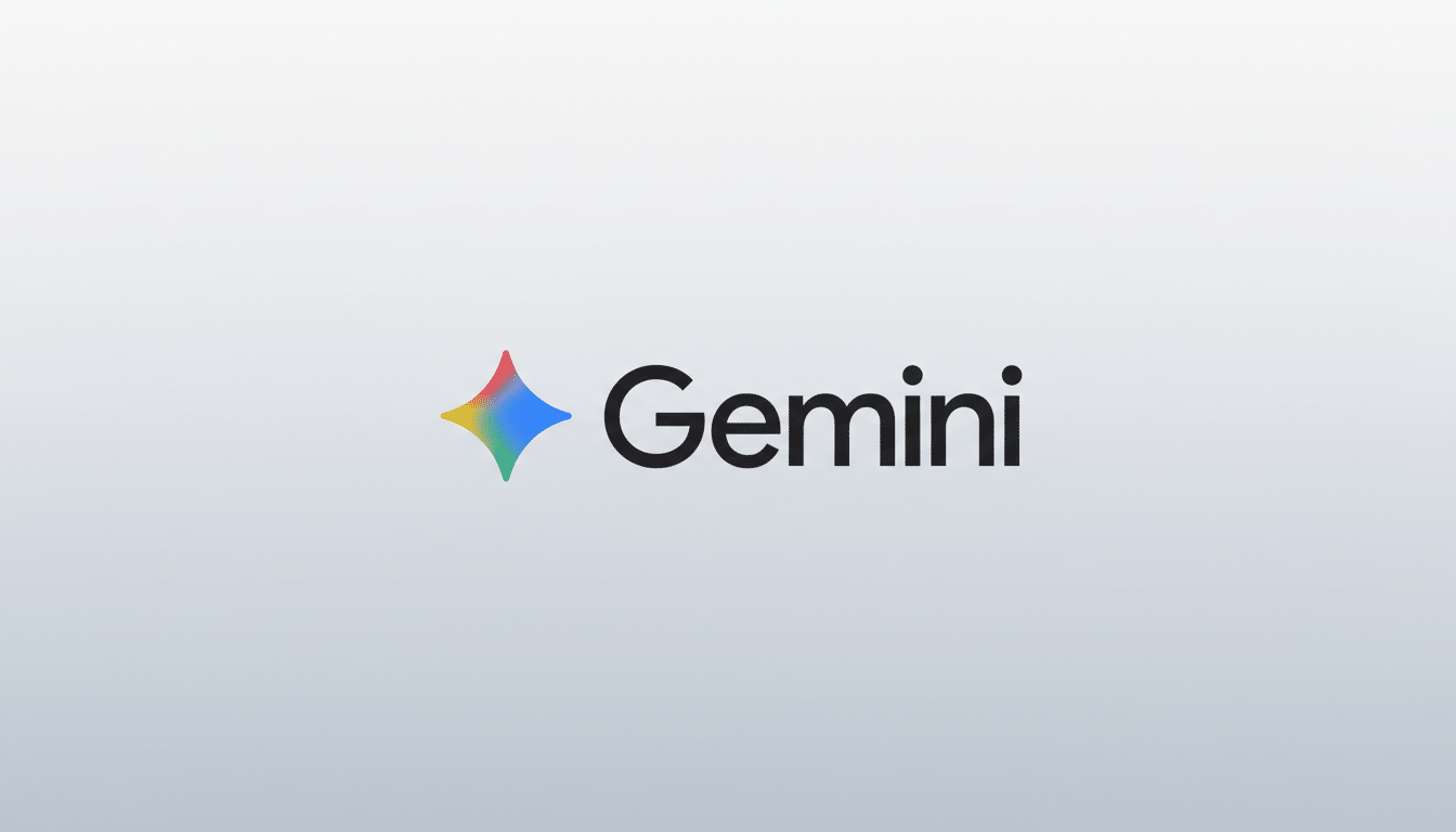 The Gemini logo, featuring a colorful, four-pointed star icon to the left of the word Gemini in black text, set against a professional light gray gradient background.