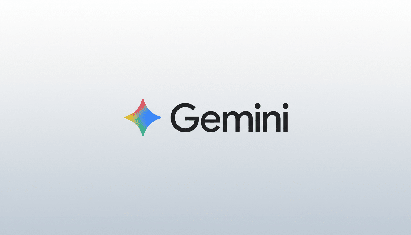 The Gemini logo, featuring a colorful, four-pointed star icon to the left of the word Gemini in black text, set against a subtle light gray gradient background.