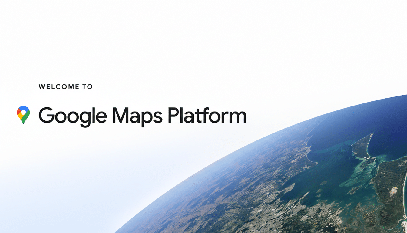 The Google Maps Platform logo and WELCOME TO text are displayed over a view of Earth from space, showing land and ocean.