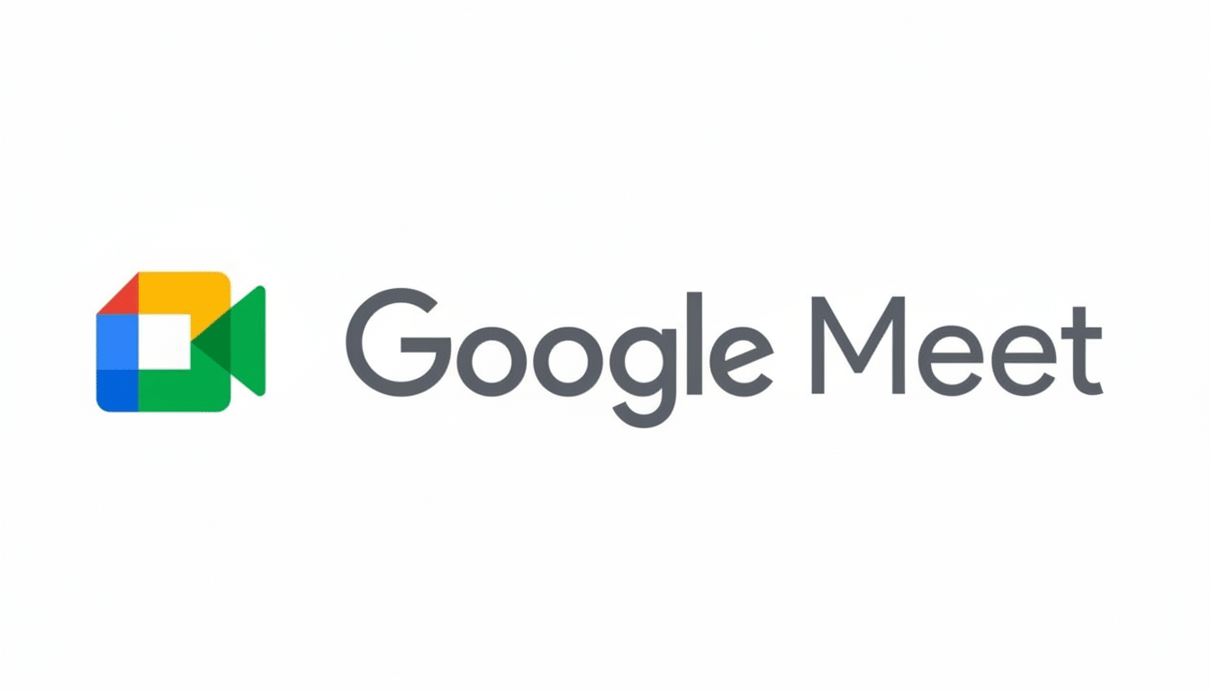 The Google Meet logo and text on a white background, resized to a 16:9 aspect ratio.