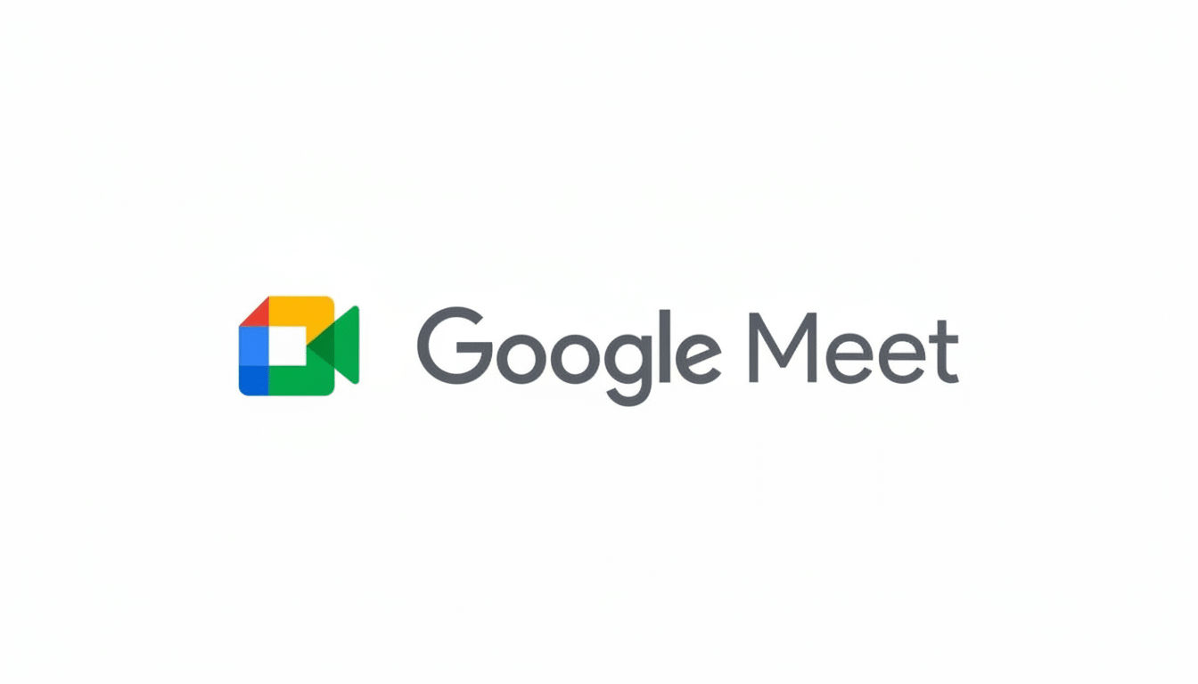 The Google Meet logo and text on a white background, resized to a 16:9 aspect ratio.
