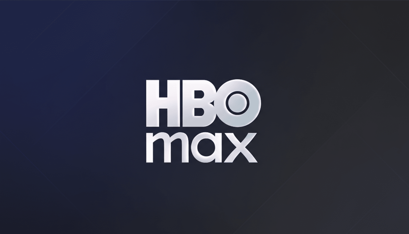 The HBO Max logo, featuring HBO in large, stylized white letters above max in smaller white letters, centered on a dark background with a subtle gradient and soft geometric patterns.