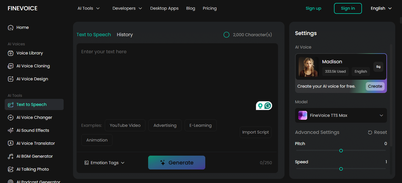 Image 1 of From Script to Sound: FineVoice Text-to-Speech Enhances Your Audio Content with AI Precision