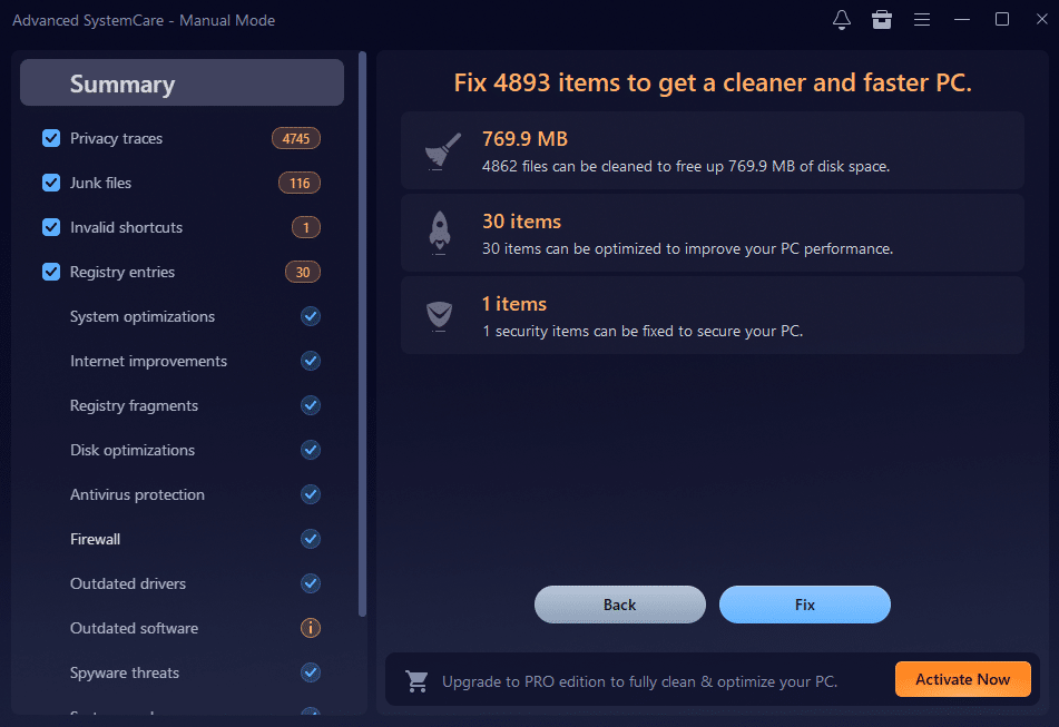 Advanced SystemCare-Summary
