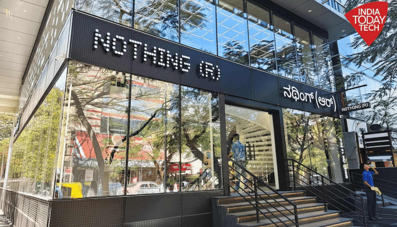 The Nothing (R) store in a 16:9 aspect ratio, with its original background and a person visible inside.