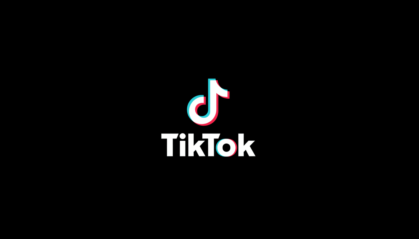 The TikTok logo, featuring a white musical note icon with cyan and red shadows, and the word TikTok in white text, all centered on a black background.