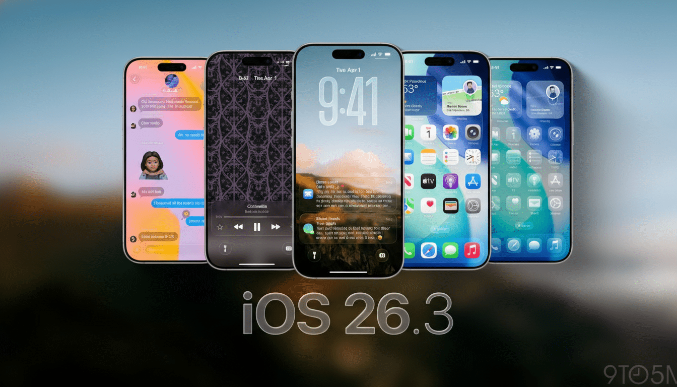 Apple iPhone with iOS 26.3 showing new wallpapers and location controls in Settings